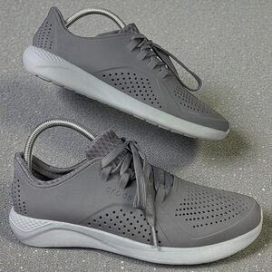 Crocs Men's Size 8 LiteRide Pacer Gray Lace Up Comfort Sneakers Shoes 204967